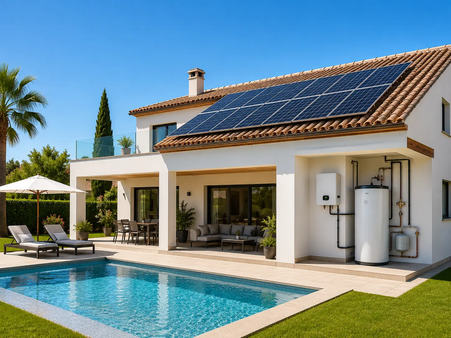 Placas solares para ACS en chalet con piscina